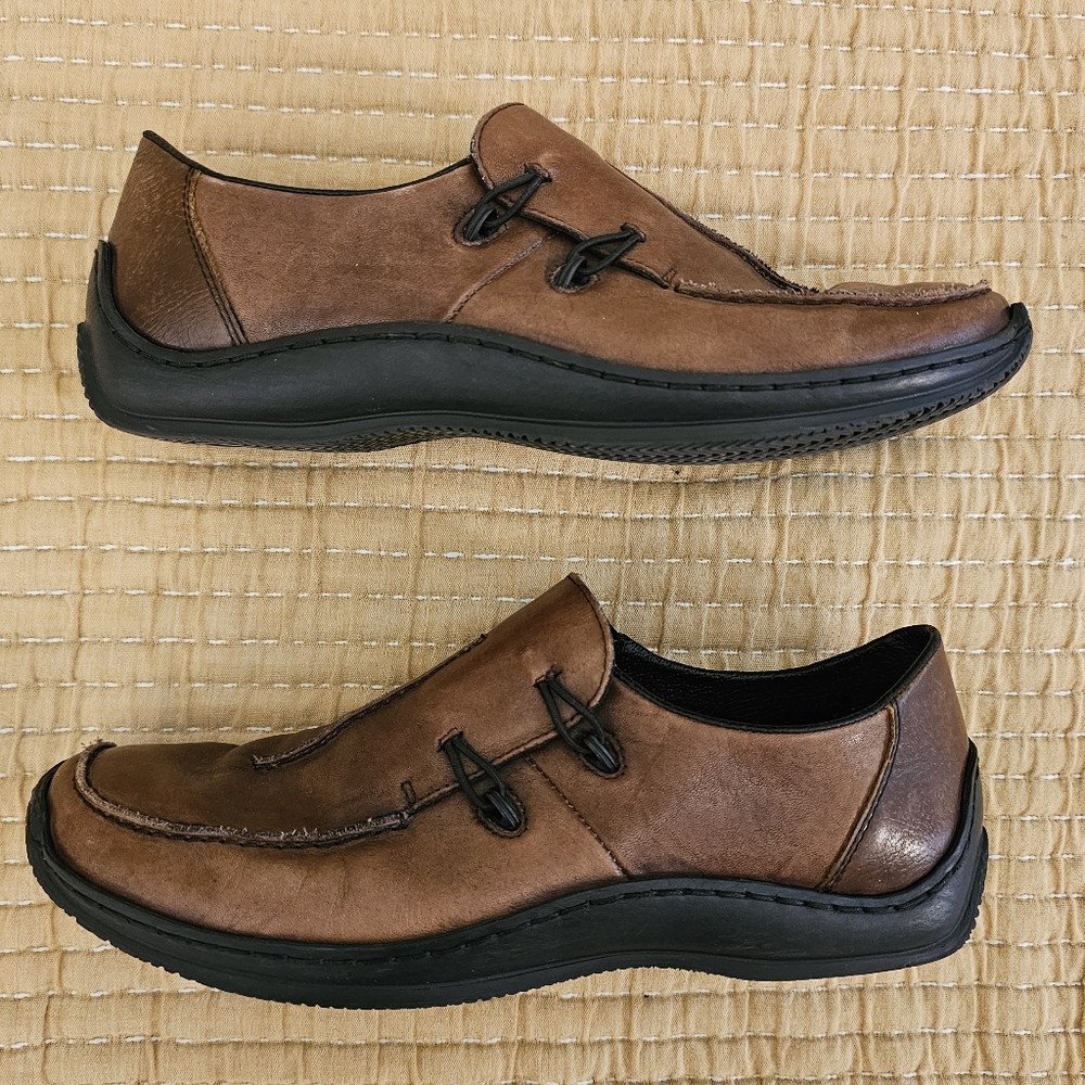 Rieker Celia Antistress Womens Brown Leather‎ Slip On Loafer Shoe